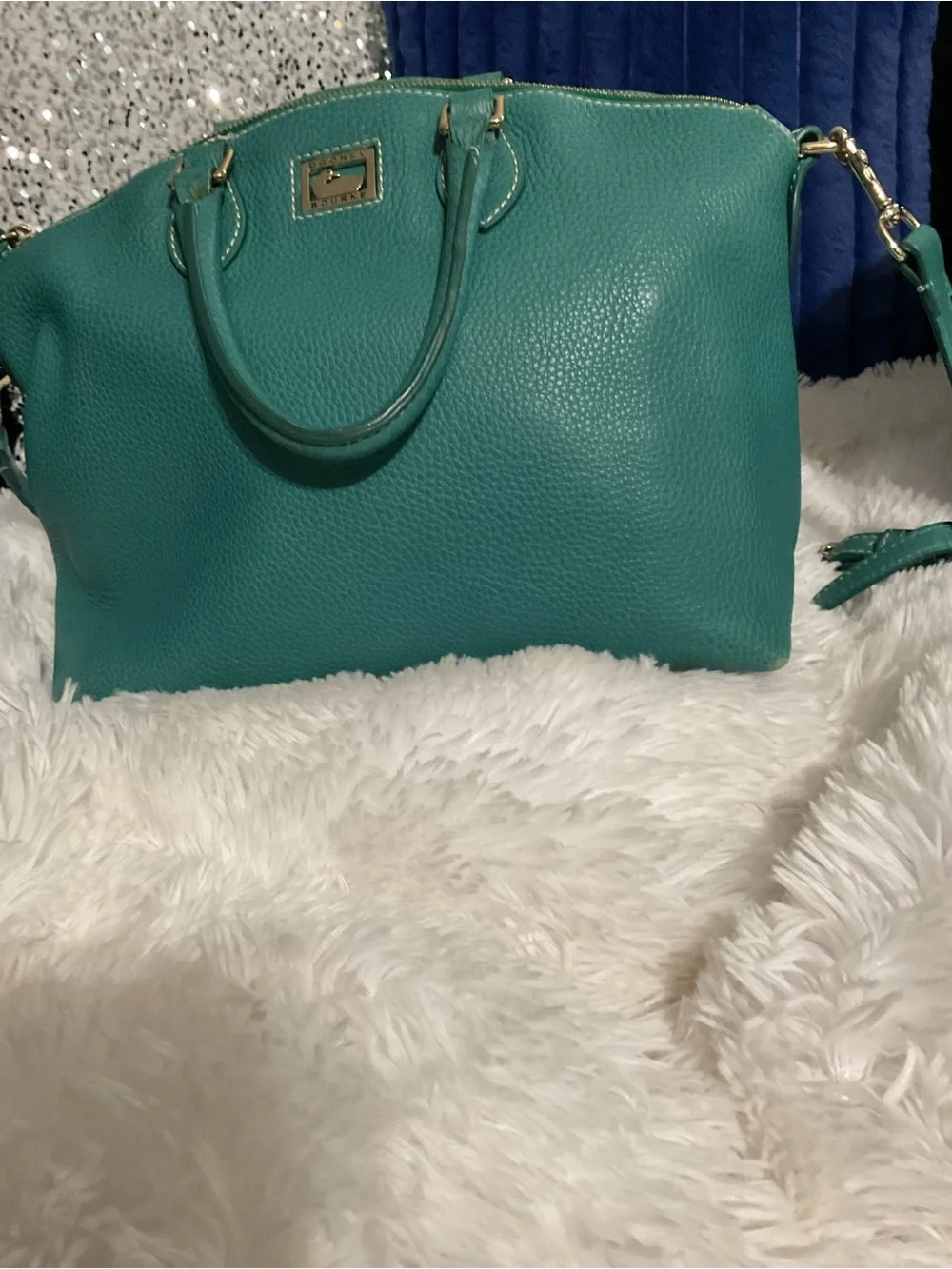 Dooney & Bourke Teal Pebbled Leather Satchel